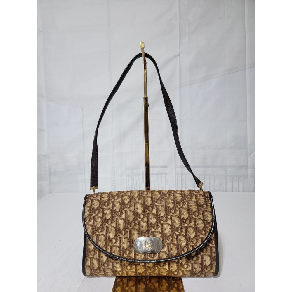 Christian Dior Vintage Trotter Shoulder Bag Beige/Bro… Gem